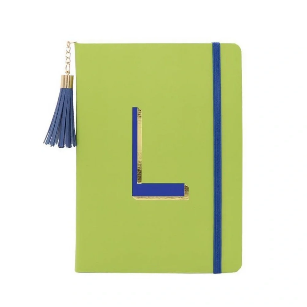 NWT College Ruled monogrammed gold leaf Journal with tassel